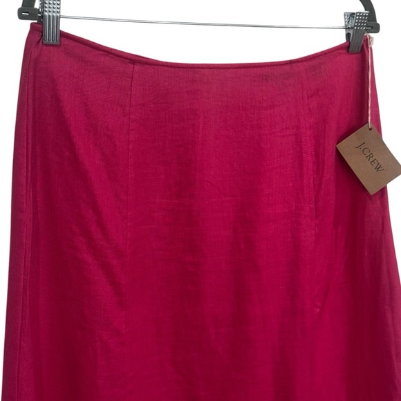 NEW J. Crew Bright Pink 100% Linen A-Line Midi Skirt Summer Comfort Women's 14 - Picture 3 of 9